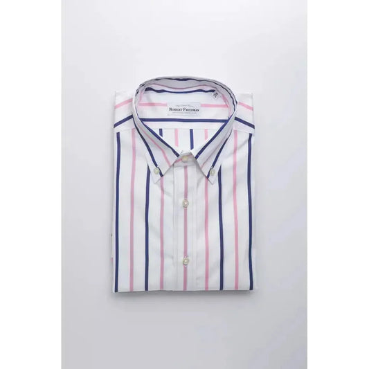 Robert Friedman White Cotton Men Shirt Robert Friedman Light Gray