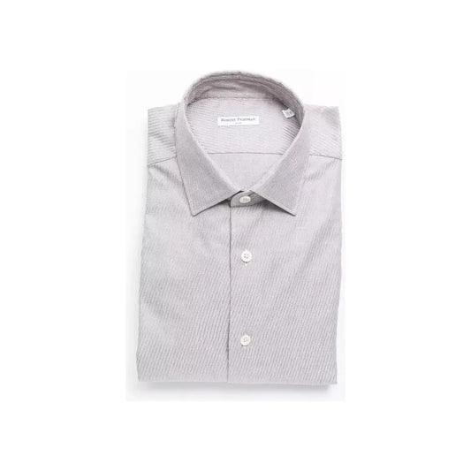 Robert Friedman Beige Cotton Men Shirt Robert Friedman Light Gray