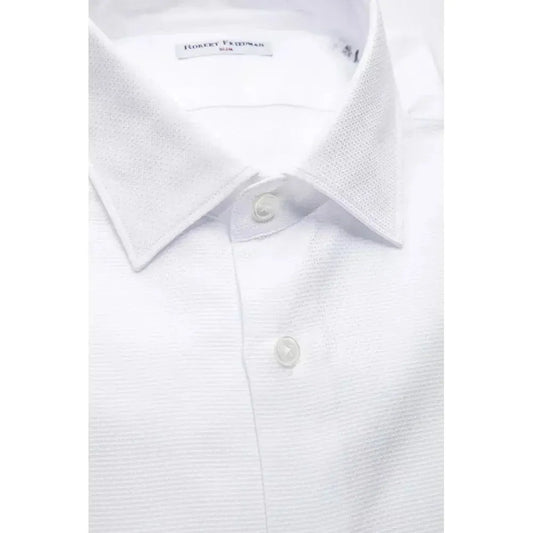 Robert Friedman White Cotton Men Shirt Robert Friedman Lavender