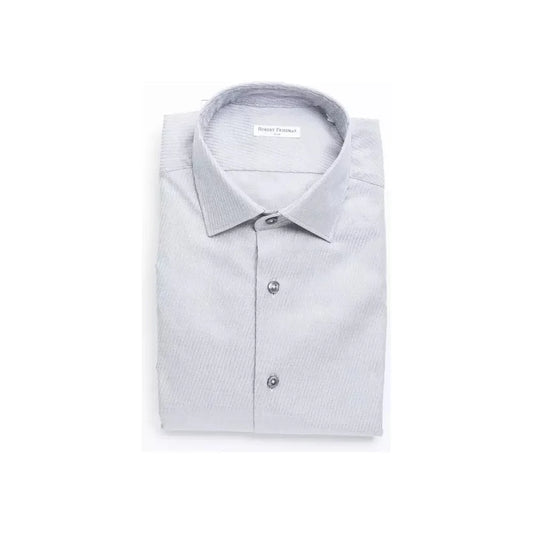 Robert Friedman Beige Cotton Men Shirt Robert Friedman Light Gray