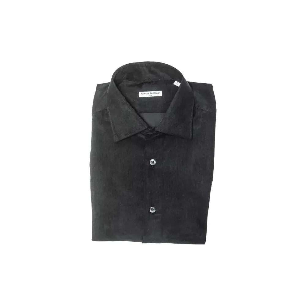 Robert Friedman Black Cotton Men Shirt RO-20359-M