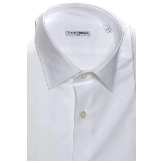 Robert Friedman White Cotton Men Shirt Robert Friedman Light Gray