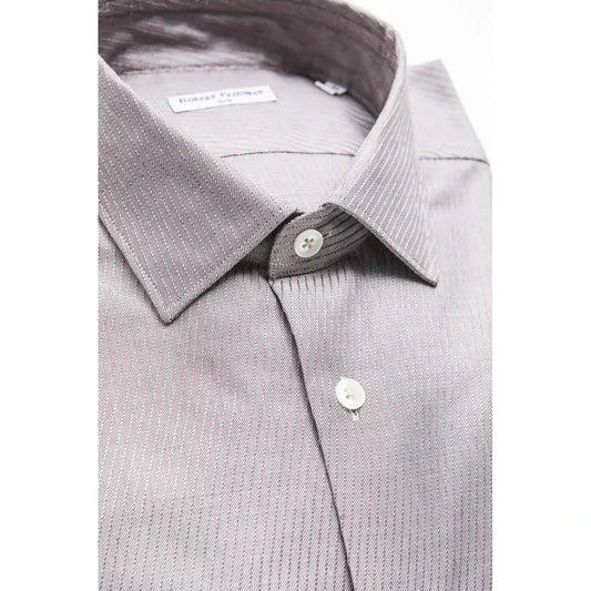 Robert Friedman Beige Cotton Men Shirt Robert Friedman Light Gray