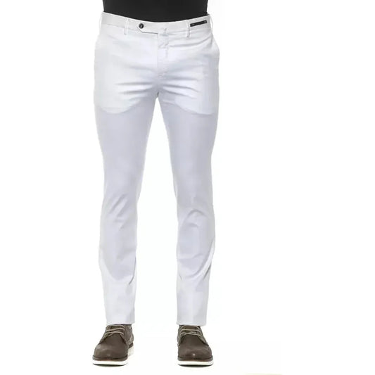 PT Torino White Cotton Men Trouser Jeans & Pants PT Torino Light Gray