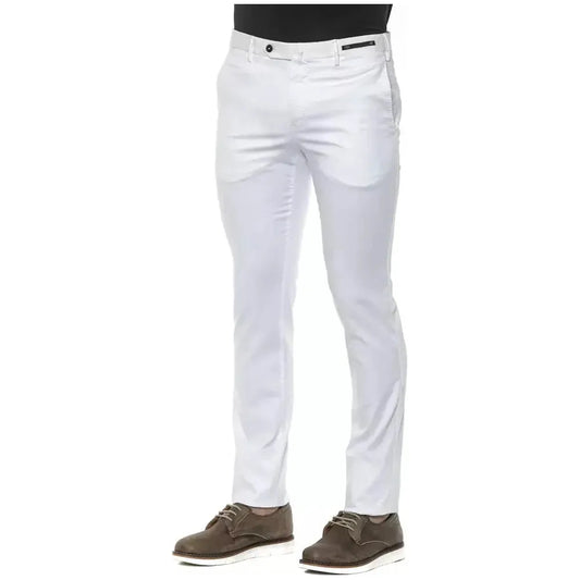 PT Torino White Cotton Men Trouser Jeans & Pants PT Torino Light Gray
