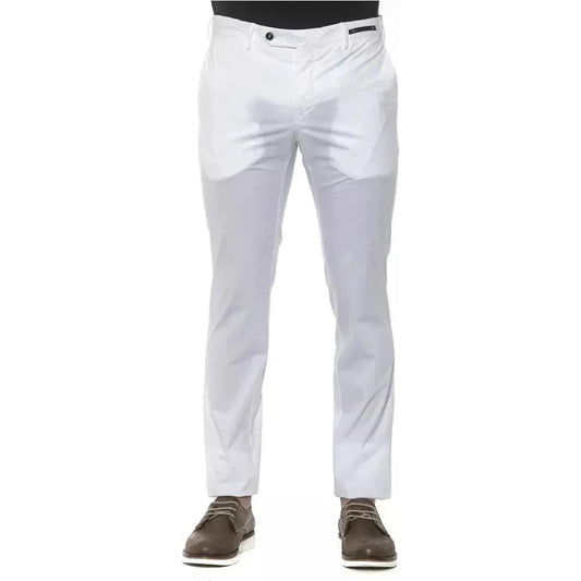PT Torino White Cotton Men Trouser Jeans & Pants PT Torino Light Gray