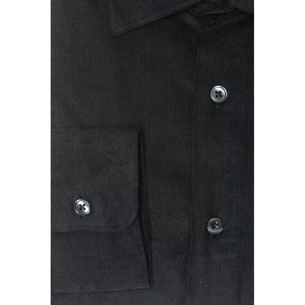 Robert Friedman Black Cotton Men Shirt RO-20359-M