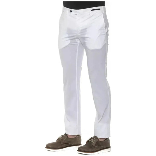 PT Torino White Cotton Men Trouser Jeans & Pants PT Torino Light Gray