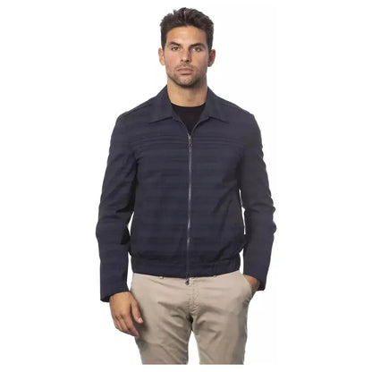 Verri Blue Wool Men Bomber Jacket Coats & Jackets
