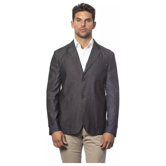 Verri Gray Cotton Men Blazer Verri Dark Slate Gray
