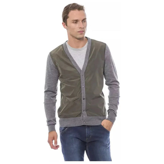 Verri Gray Wool Men Cardigan Verri Dim Gray