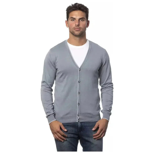 Verri Gray Cotton Men Cardigan Verri Light Slate Gray