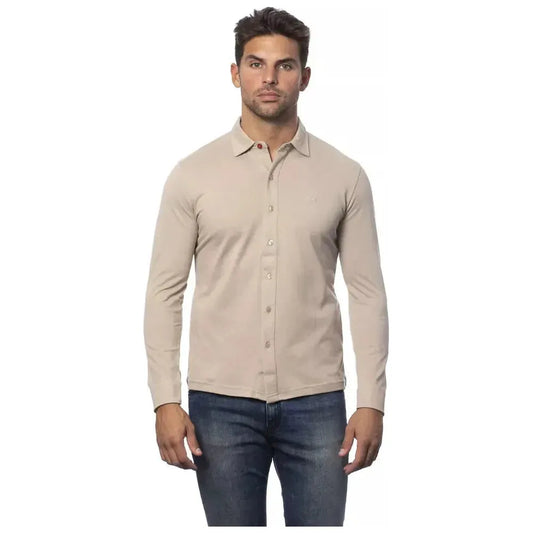 Verri Beige Cotton Men Shirt Verri Gray