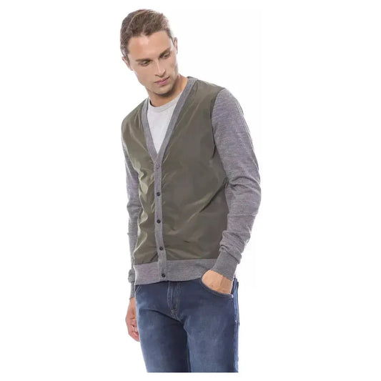 Verri Gray Wool Men Cardigan Verri Dim Gray