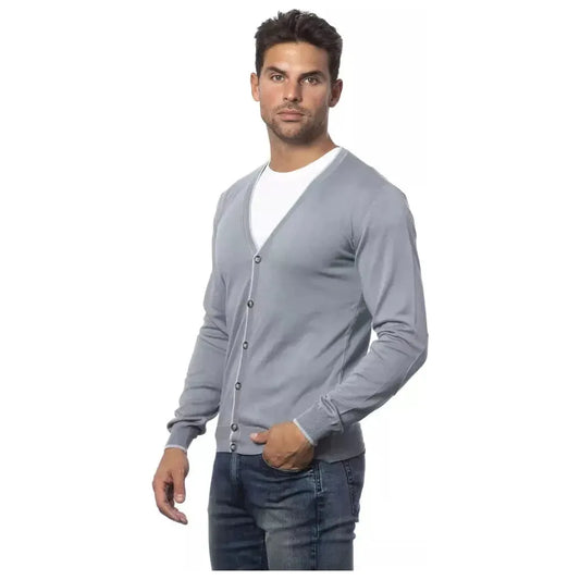 Verri Gray Cotton Men Cardigan Verri Light Slate Gray