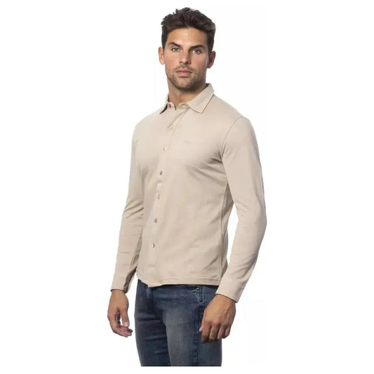 Verri Beige Cotton Men Shirt Verri Gray