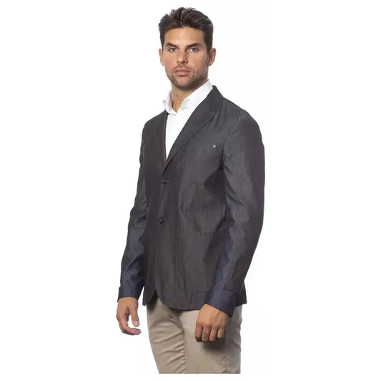 Verri Gray Cotton Men Blazer Verri Dark Slate Gray