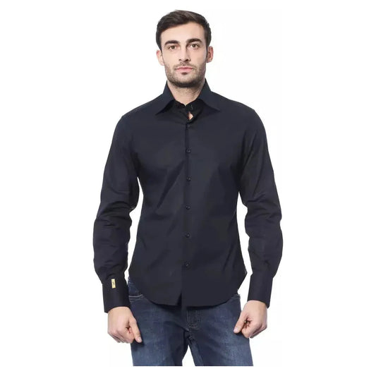 Billionaire Italian Couture Blue Cotton Men's Shirt Billionaire Italian Couture Dark Slate Gray