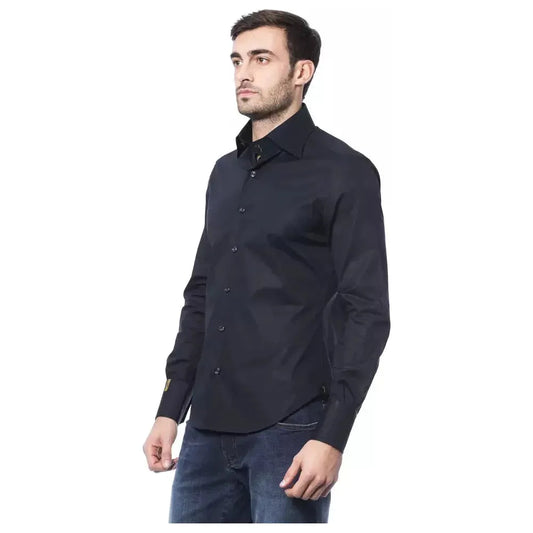 Billionaire Italian Couture Blue Cotton Men's Shirt Billionaire Italian Couture Dark Slate Gray