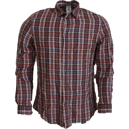 GF Ferre Multicolor Checkered Cotton Long Sleeves Casual Shirt