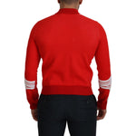 GCDS Red Wool Logo Printed Crew Neck Men Pullover Sweater