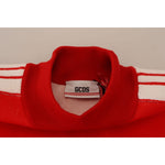 GCDS Red Wool Logo Printed Crew Neck Men Pullover Sweater