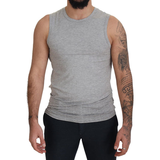 Ermanno Scervino Chic Gray Sleeveless Crewneck Tee Ermanno Scervino Rosy Brown