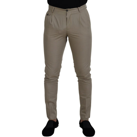 Dolce & Gabbana Stunning Beige Italian Cotton Trousers Dolce & Gabbana Dim Gray