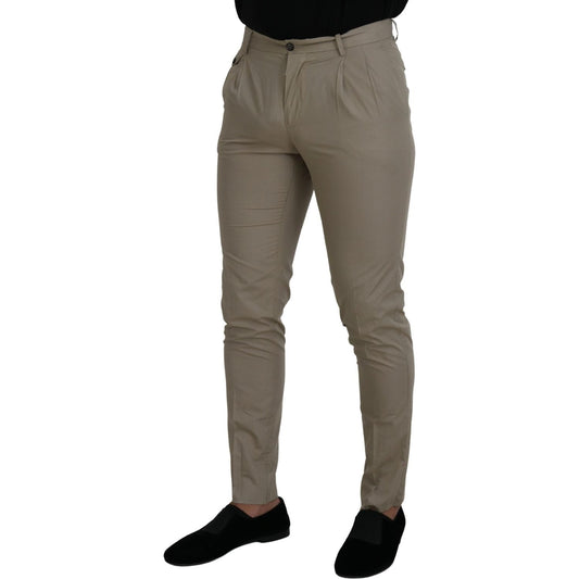 Dolce & Gabbana Stunning Beige Italian Cotton Trousers Dolce & Gabbana Dim Gray
