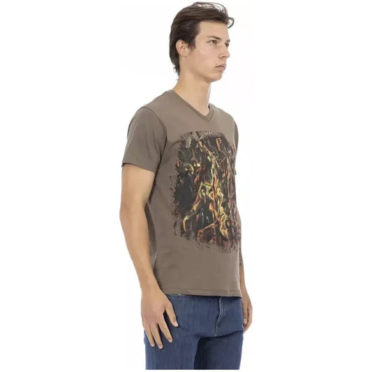 Trussardi Action Brown Cotton Men T-Shirt Trussardi Action Dim Gray