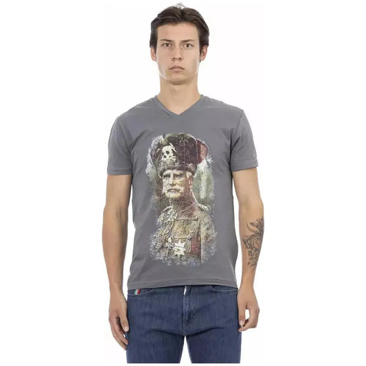 Trussardi Action Gray Cotton Men T-Shirt Trussardi Action Slate Gray