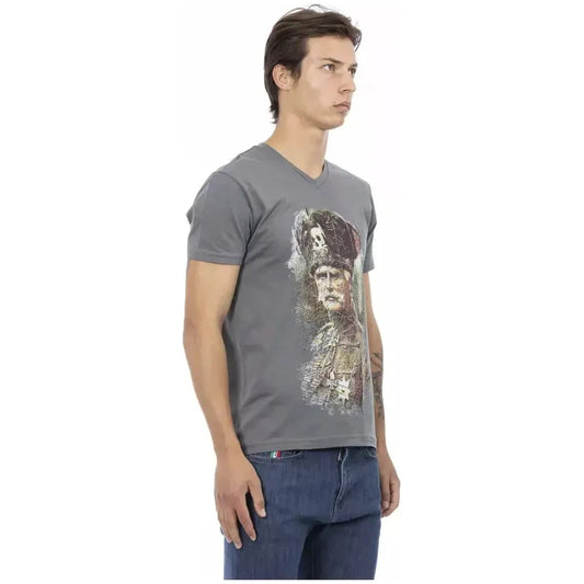 Trussardi Action Gray Cotton Men T-Shirt Trussardi Action Dim Gray