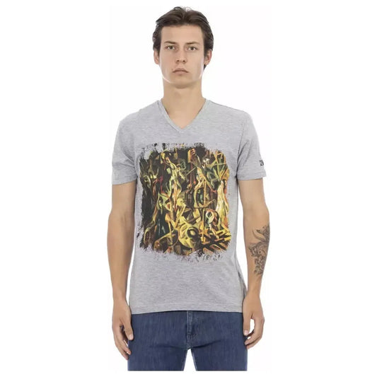 Trussardi Action Gray Cotton Men T-Shirt Trussardi Action Dark Gray