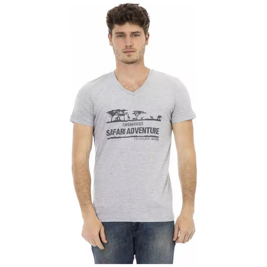 Trussardi Action Gray Cotton Men T-Shirt Trussardi Action Gray