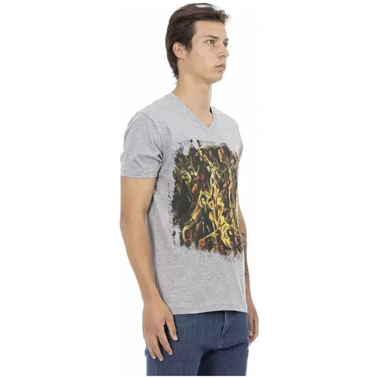 Trussardi Action Gray Cotton Men T-Shirt Trussardi Action Gray