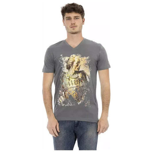 Trussardi Action Gray Cotton Men T-Shirt Trussardi Action Dim Gray