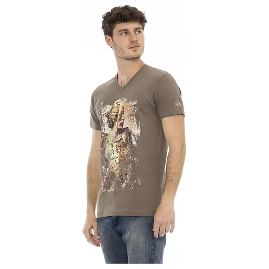 Trussardi Action Brown Cotton Men T-Shirt Trussardi Action Dim Gray