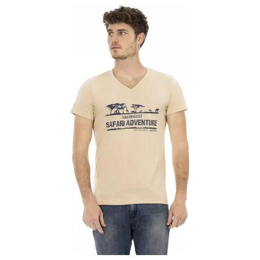 Trussardi Action Beige Cotton Men T-Shirt Trussardi Action Gray