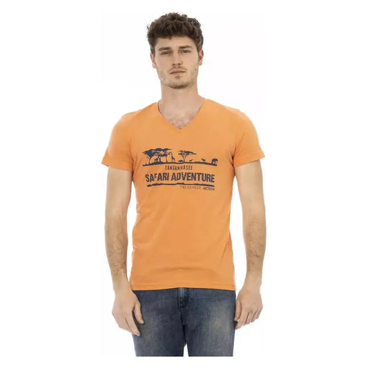 Trussardi Action Orange Cotton Men T-Shirt Trussardi Action Dark Salmon