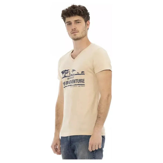 Trussardi Action Beige Cotton Men T-Shirt Trussardi Action Gray