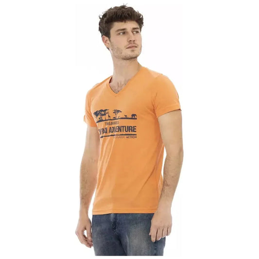 Trussardi Action Orange Cotton Men T-Shirt Trussardi Action Dark Salmon