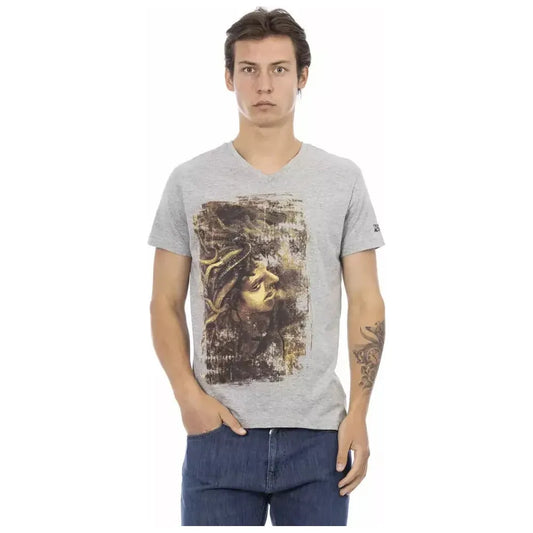 Trussardi Action Gray Cotton Men T-Shirt Trussardi Action Gray