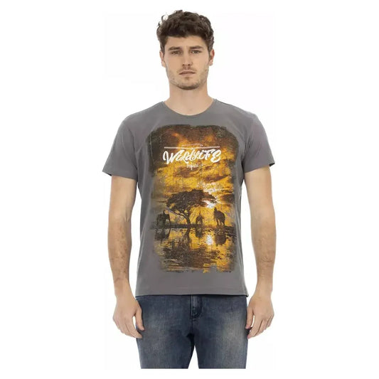 Trussardi Action Gray Cotton Men T-Shirt Trussardi Action Dim Gray