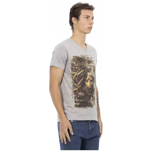 Trussardi Action Gray Cotton Men T-Shirt Trussardi Action Rosy Brown