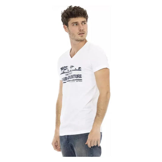 Trussardi Action White Cotton Men T-Shirt Trussardi Action Dark Slate Gray