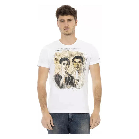 Trussardi Action White Cotton Men T-Shirt Trussardi Action Light Gray