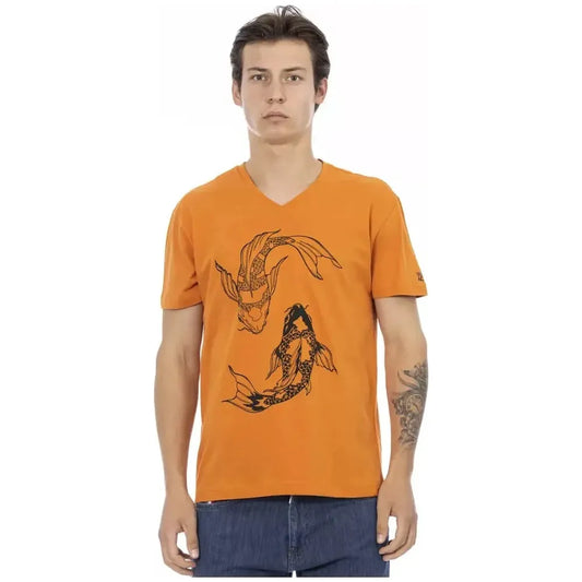 Trussardi Action Orange Cotton Men T-Shirt Trussardi Action Coral