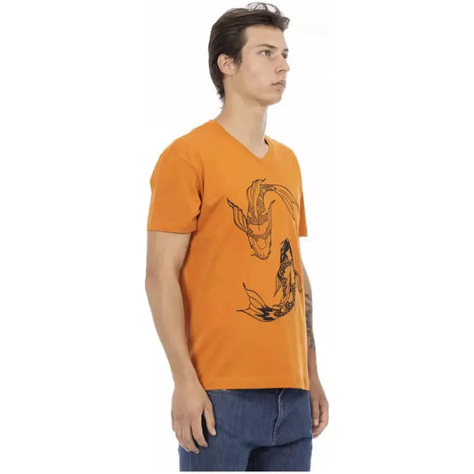 Trussardi Action Orange Cotton Men T-Shirt Trussardi Action Coral