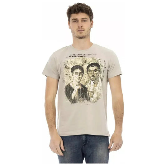 Trussardi Action Beige Cotton Men T-Shirt Trussardi Action Gray