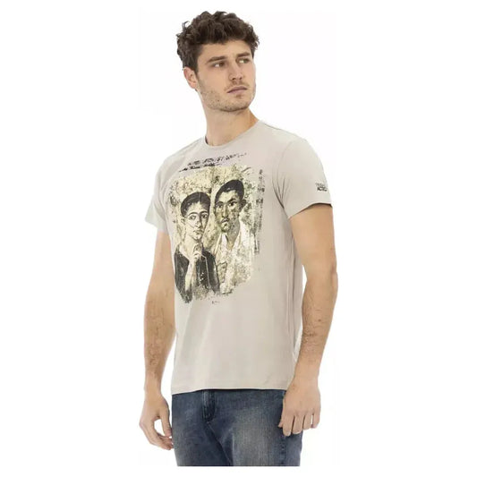 Trussardi Action Beige Cotton Men T-Shirt Trussardi Action Gray